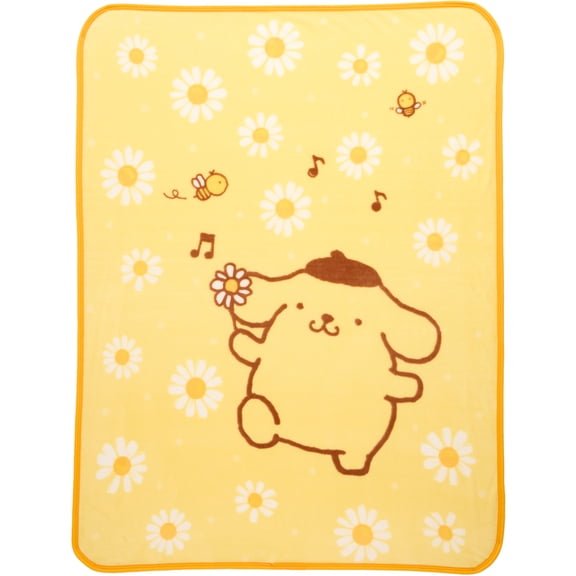 Pompompurin Yellow Print Fleece Throw Blanket, 46 x 60, Sanrio