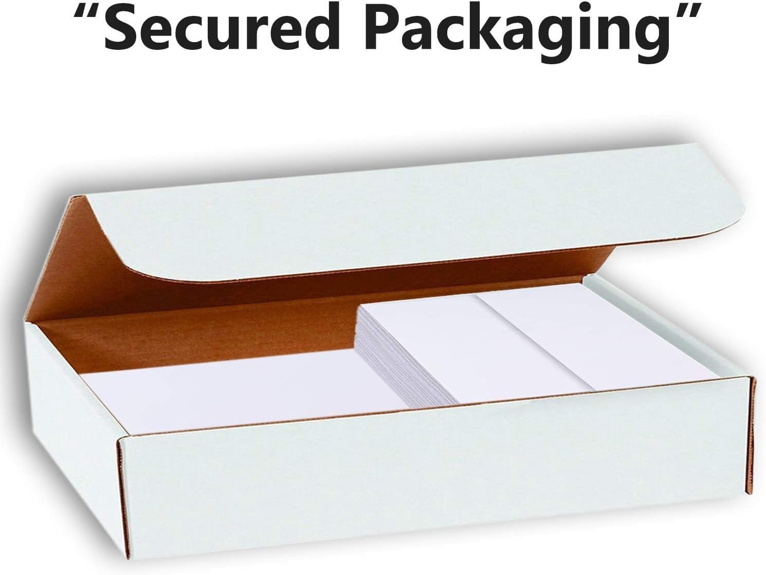 Hamilco Card Stock Folded Blank Cards with Self Seal Envelopes 5x7 - Scored White Cardstock Paper 80lb Cover - 100 Pack