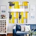 thumbnail image 2 of Yellow Gray Kitchen Curtains Sets for Windows 24 Inch Length, Oil Painting Abstract Modern Geometric Rod Pocket Window Treatments Tier Curtains and Valances Set for Bedroom/Bathroom, 2 of 8