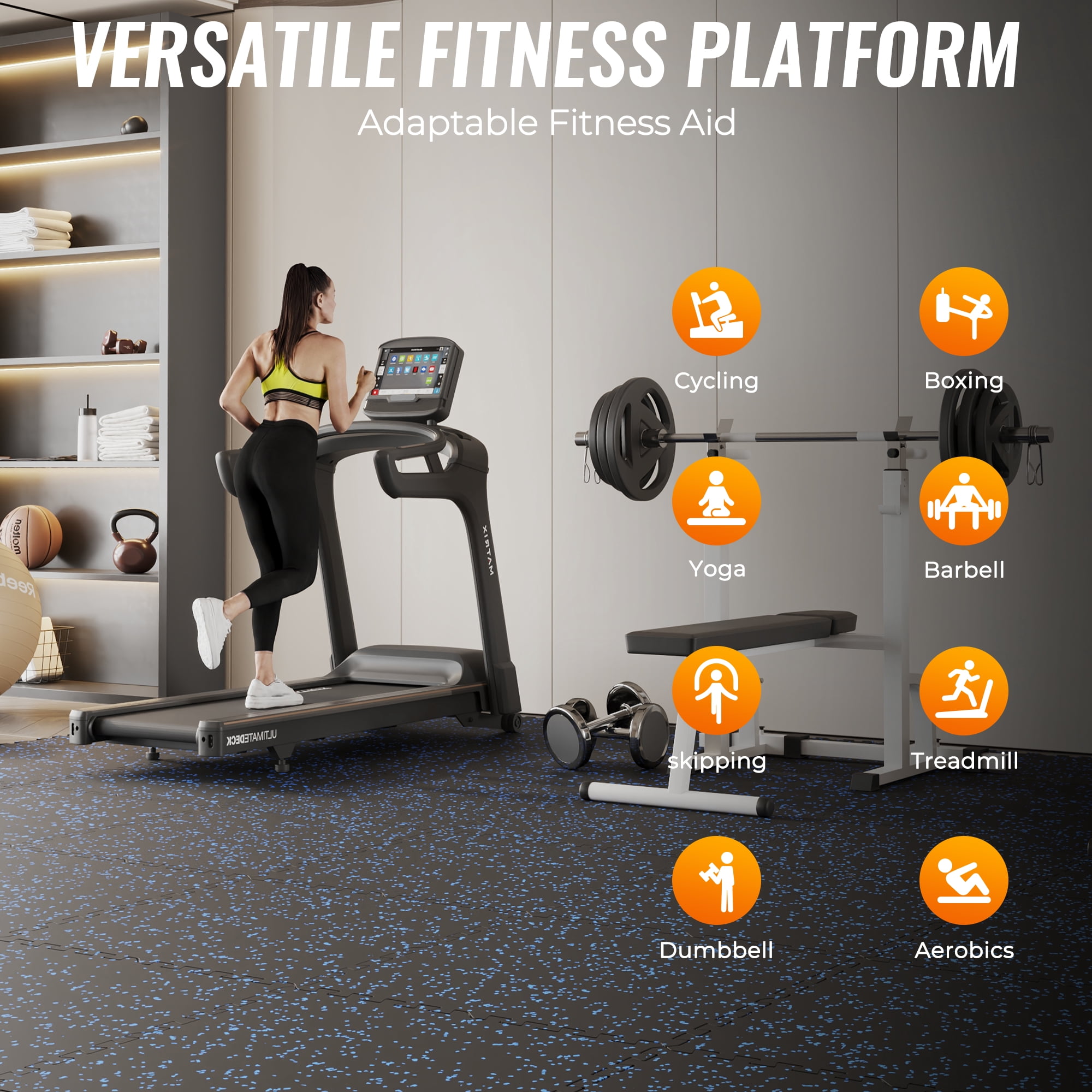 Amadwell 12Pcs Interlocking Workout Mats, 0.56" Thick Rubber Top EVA Foam Gym Flooring, 48 Sq Ft High Density Protective Tiles for Home Gym & Exercise