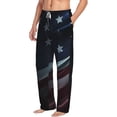 thumbnail image 2 of Uemuo American Flag Waving Print Pattern Men's Wide Leg Palazzo Lounge Pants with Pockets Light Weight Loose Comfy Casual Pajama Pants-Large, 2 of 9