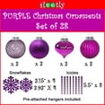 thumbnail image 2 of SLEETLY 28pk Purple Ornaments for Christmas Tree Holiday Xmas Decorations, Shatterproof Plastic 3.15 Balls, Icicles and Snowflakes, 2 of 3