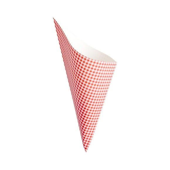 Conetek 10-Inch Eco-Friendly Finger Food Cones: Perfect for Appetizers - Food-Safe Paper Cone with Picnic Print Styling - Disposable and Recyclable - 100-CT - Restaurantware