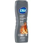 Dial Men 3in1 Body, Hair and Face Wash, Ultimate Clean, Amber Woods Scent, 16 fl oz