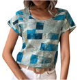 thumbnail image 1 of T-Shirts pour Femmes Coupe Ample Col Rond Imprimé Manches Courtes T-Shirt Ample pour Femmes, 1 of 6