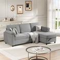 thumbnail image 3 of Walsunny 69" Convertible Sectional Sofa Couch with Storage Ottoman,L Shaped Sofa with Removable Pillows & Linen Fabric, Modern 3-Seat Couch with Reversible Storage Chaise,Light Gray, 3 of 8