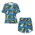 thumbnail image 5 of Wukai Dinosaur on the Beach Vacation Women's Pajama Set,Short-Sleeve Top and Shorts with Elastic Waistband and Pockets for Loungewear, Yoga, and Casual Wear-Small, 5 of 8
