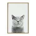 thumbnail image 3 of Kate and Laurel Sylvie Smiling Cat Framed Canvas Wall Art by Amy Peterson Art Studio, 23x33 Natural, Whimsical Fun Modern Animal Nursery Art for Wall, 3 of 7