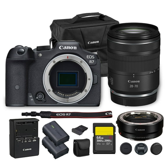 Canon EOS R7 Mirrorless Camera | 32.5MP APS-C Sensor 4K 60p Video | Fast Autofocus In-Body Stabilization for Wildlife and Sports (5137C002)   Canon RF 28-70mm Lens   Adapter EF-EOS R   More
