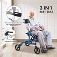 thumbnail image 3 of Yeshouse Andador 2 en 1 con ruedas todoterreno de 30 cm, asiento y respaldo, freno doble, marco ligero y ajustable, bolsa de almacenamiento, capacidad de 130 kg, plegable para adultos y mayores, 3 of 6