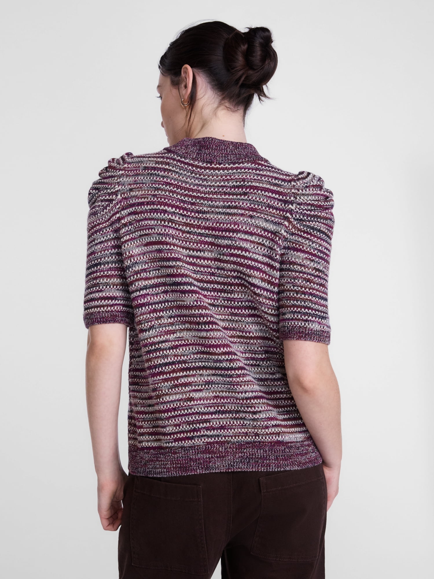 Scenario Women's and Women's Plus Henley Sweater with Puff Sleeves, Lightweight, Sizes XS-4X