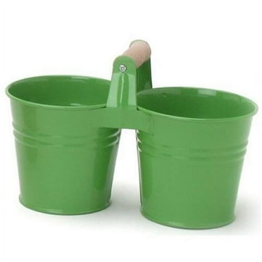 Houston International Trading 8433E AG S-3 Enameled Galvanized Double Hanging Planter - AppleGreen