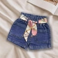 thumbnail image 2 of AINIYS Girls Elastic Waist Denim Shorts Distressed Style Durable with Elastic Waist Closure for Summer Walks and Casual Outings Blue 3-4Years, 2 of 5