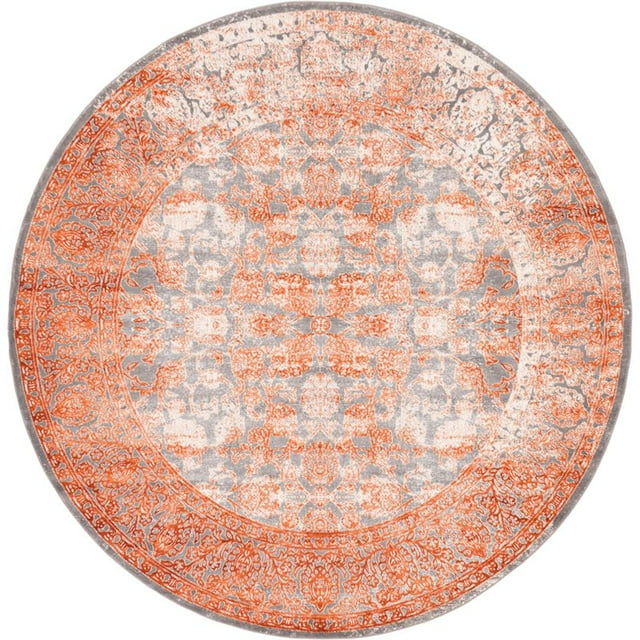 Unique Loom New Classical Vintage Detail Rug 8' x 8' Round Terracotta/Gray
