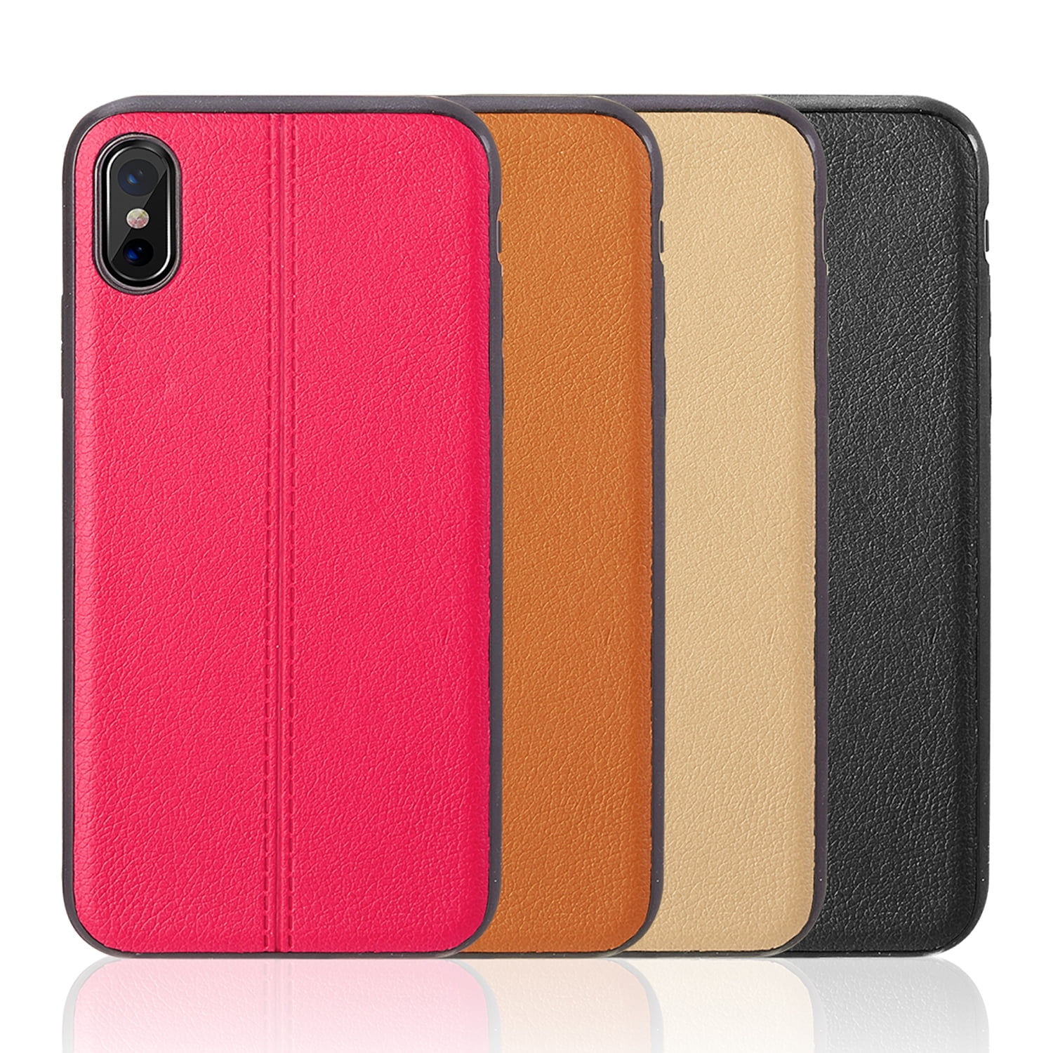 Iphone X Leather Jacket Tpu W/ Pu Leather Back Cover Case