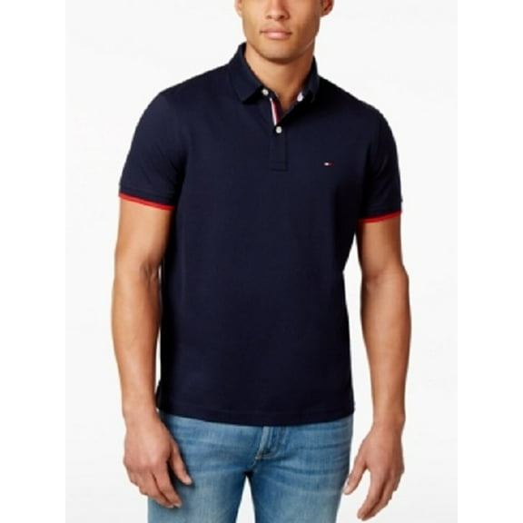Tommy Hilfiger Men's Tailored-Fit Polo, Blue 100% Cotton