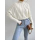 thumbnail image 5 of Suéter de punto suelto de color sólido con cuello alto de Bornladies para mujer, suéter de manga larga con base de murciélago para otoño e invierno, jersey cálido para mujer, 5 of 6