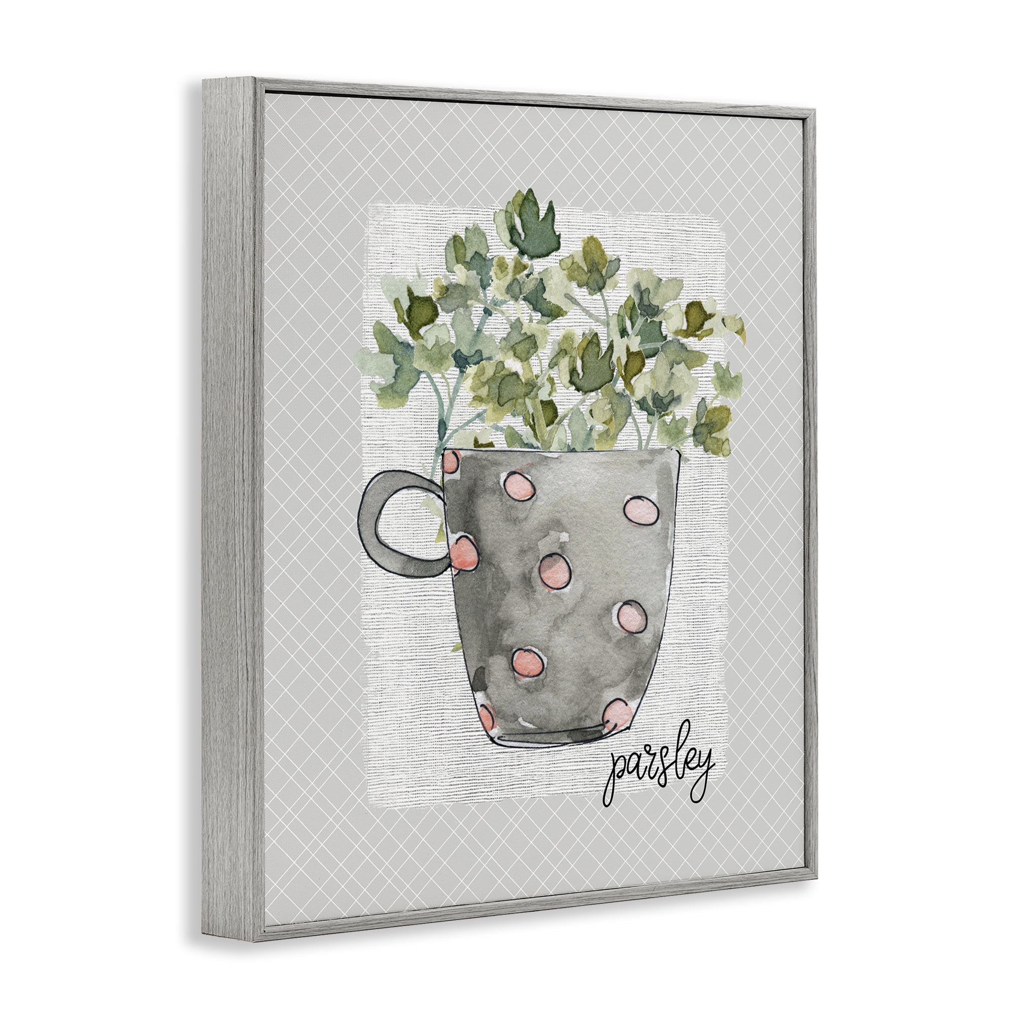 Stupell Industries Parsley Herb Mug Gray Framed Giclee Art, design by Livi Finn