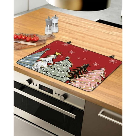 

Red Christmas Tree Stove Top Covers for Electric Stove Heat Insulation Fireproof Glass Cooktop Cover Counter Top Glass Stove Cover for Prevent Scratches 31 x24 Xmas Tree Cute Snowflake