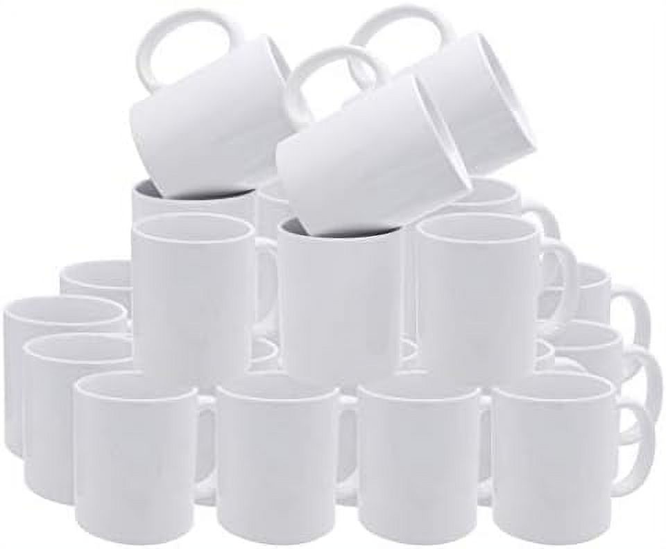 White Bulk Plain Coffee Mugs Set Pure AllPurpose Ceramic 11 Oz Cup 36