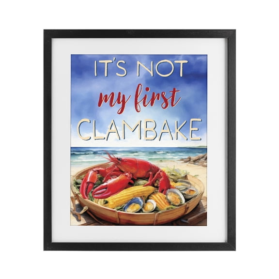 Stupell Industries Coastal Not My First Clambake Black Framed Print Under Glass, 13 x 16, by Grotto Studios