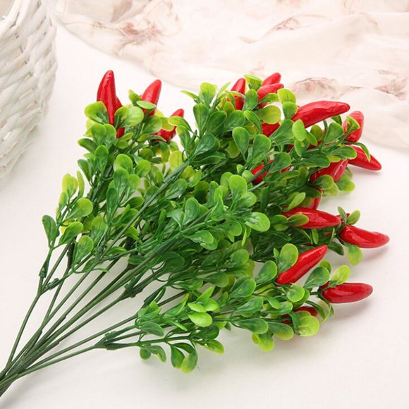 Plastic Red Pepper Bunch Artificial Plants Simulation Peppers Fake Vegetables Home Decoration;Plastic Fake Red Pepper Bunch Artificial Plants Simulation Peppers