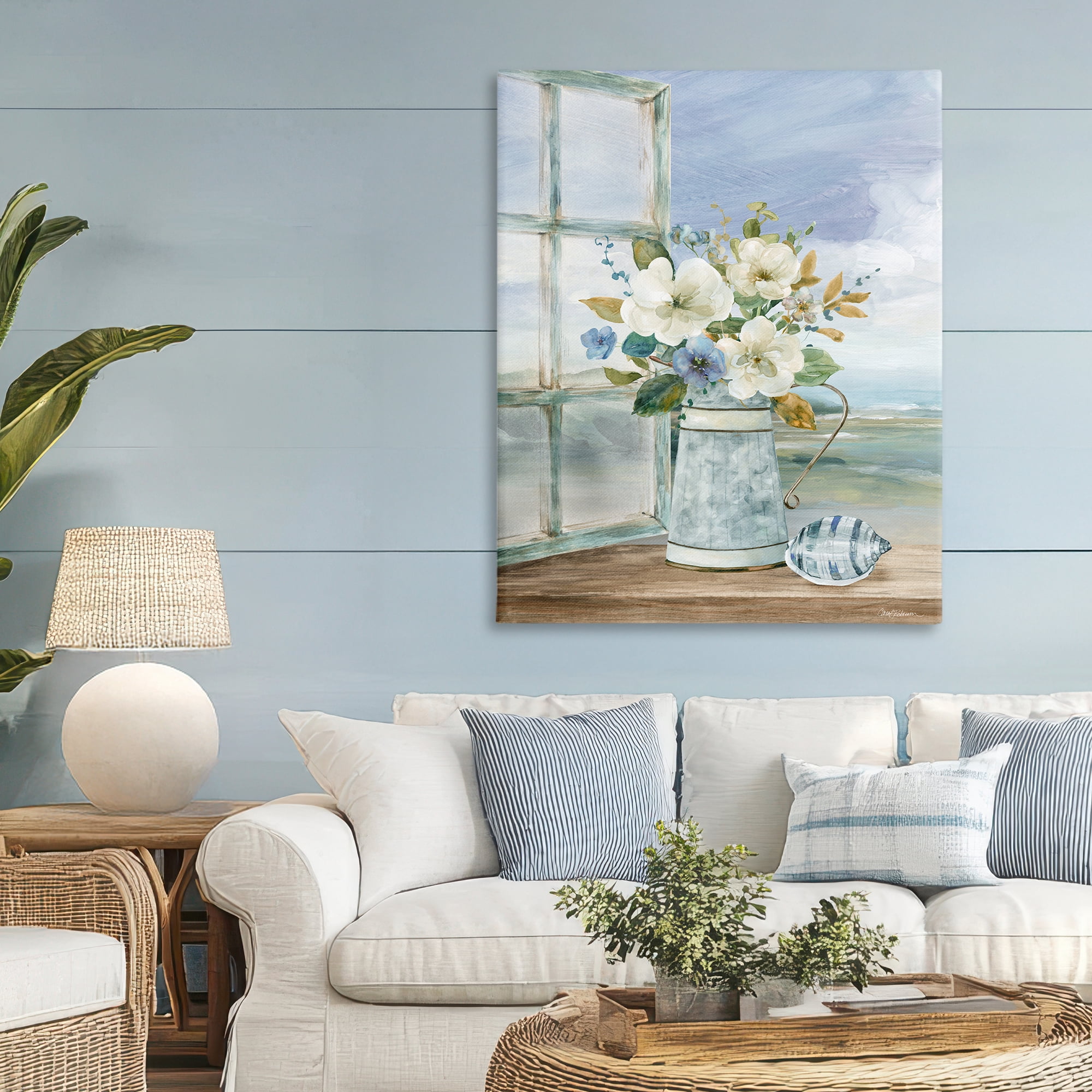 Stupell Industries Seaside Floral Bouquet Window Canvas Wall Art, design by Carol Robinson