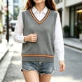 thumbnail image 2 of Fnhpitd Sweater Vest Girls Fall and Winter Waistcoat, School Uniforms Sleeveless Knit Pullover Grey 150, 2 of 7