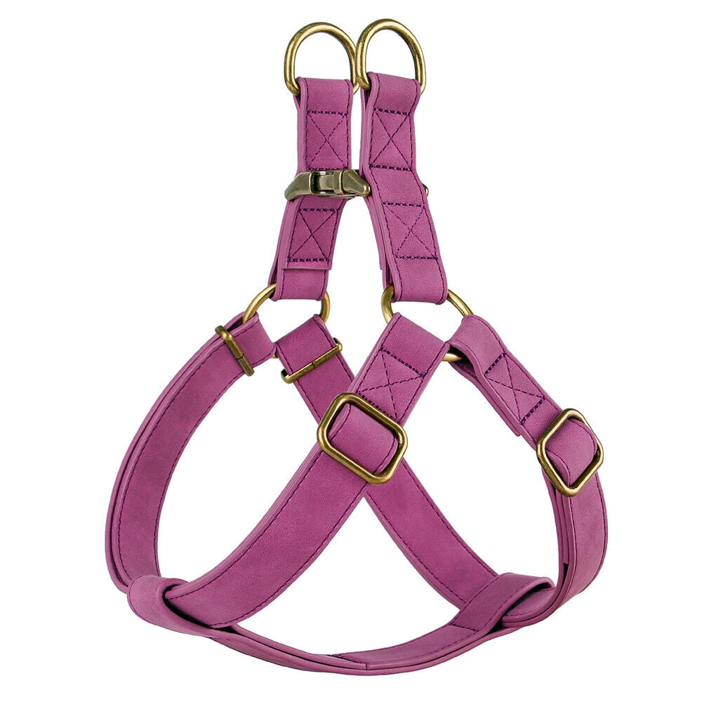 Pet Artist Soft PU Leather Step-in Dog Harness - No Pull Adjustable Vest w/ Brass Buckle, for Small & Medium Breeds