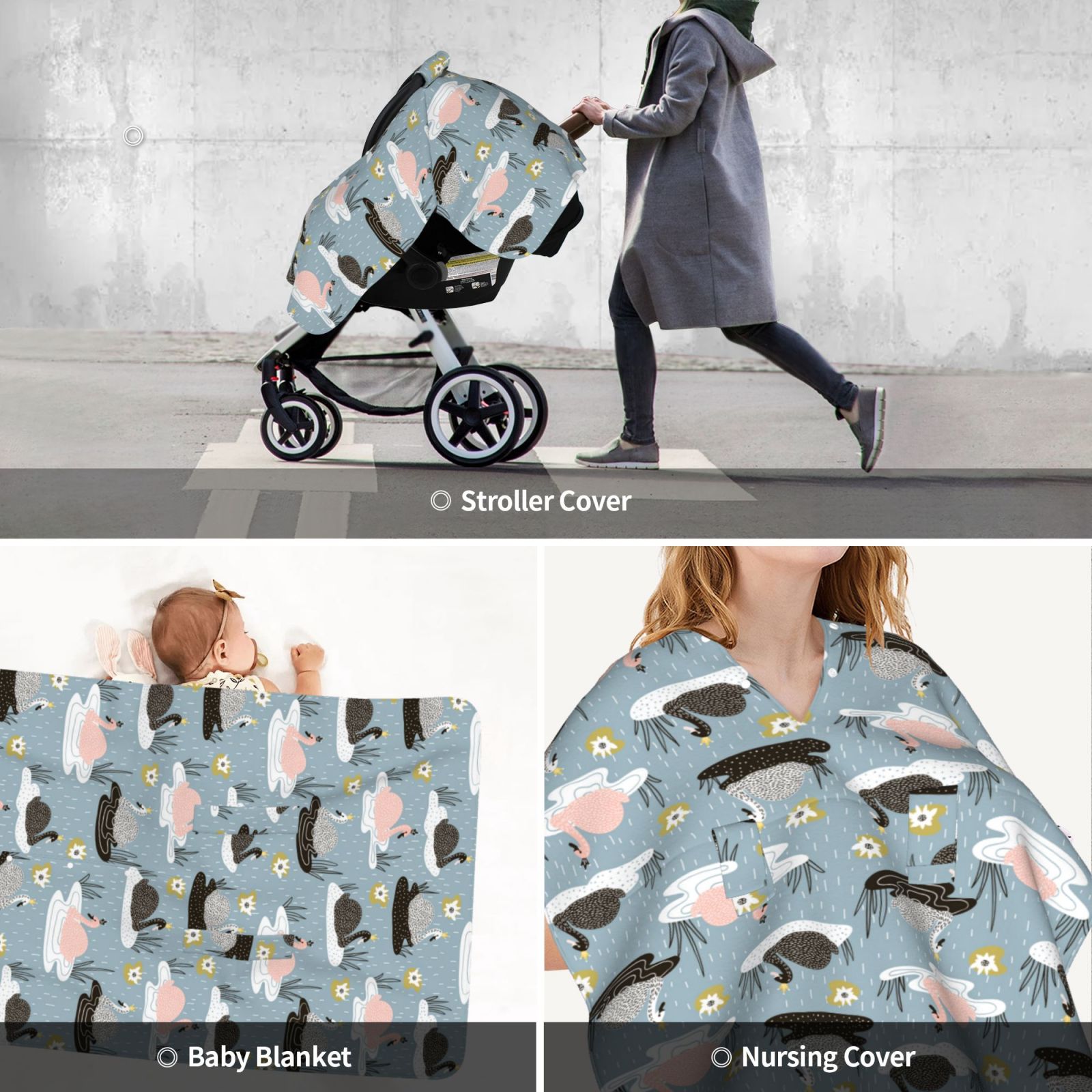 Car Seat Cover Baby - Swan Princess On Lake Breathable Infant Car Seat Cover for Baby Carseat, Lightweight Comfort Baby Essentials Must Haves Newborn Stuff for Girl Boy