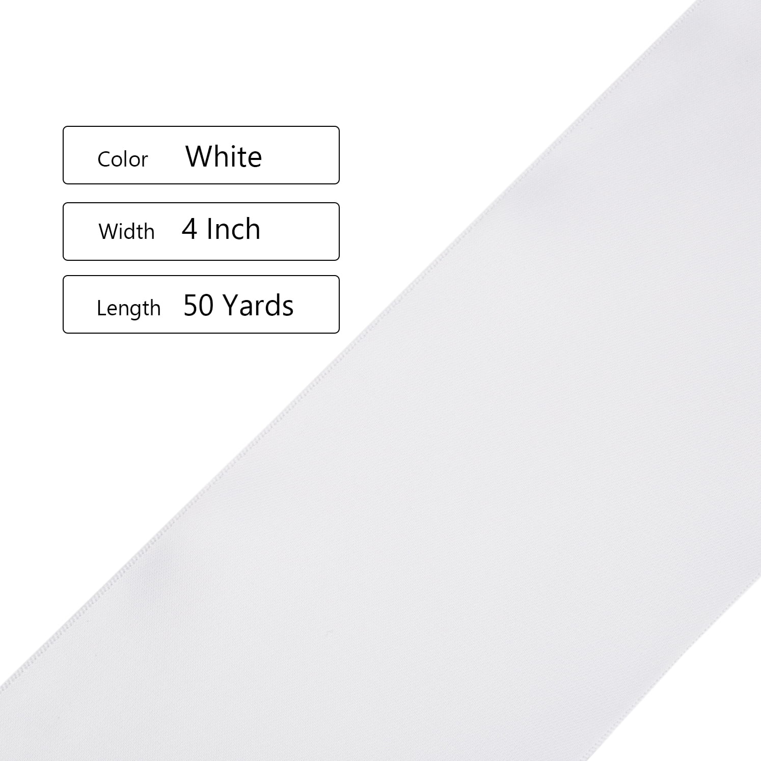 Ribbonitlux White Satin Ribbon 4 inch Double Sided Quality Satin for Weddings, Invitations, Sashes, Crafts, Apparel, Headbands - 50 Yds/roll