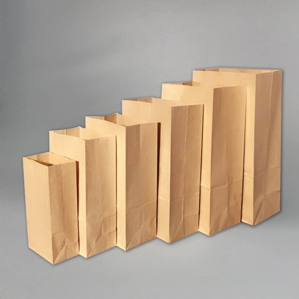 unbranded 100Ud Bolsa Kraft De Papel Para Comida Bolsa Reforzada Y Expandible Para Pan
