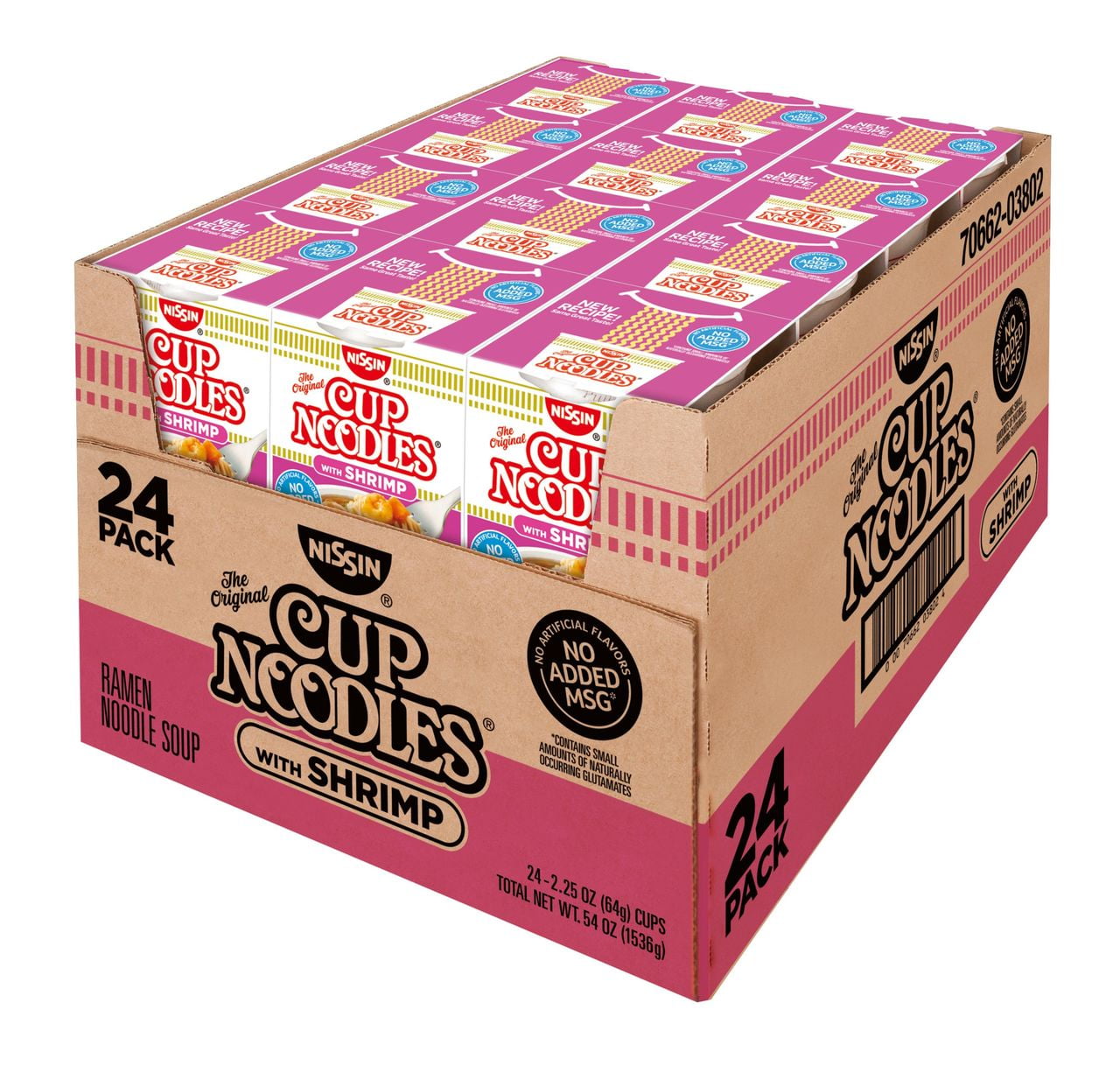 Nissin Cup Noodles with Shrimp, New Packaged Soups 24 Pk. 2.25 oz