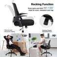 thumbnail image 4 of Pemberly Row Chaise de Bureau en Maille Réglable Chaise d'Ordinateur à Roulettes Noire, 4 of 8