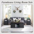 thumbnail image 7 of Librala 48" Lift Top Coffee Table, Farmhouse Cocktai with Sliding Groove Barn Door, Rustic Wood Center Table w/Double Storage Spaces for Living Room, Dark Grey, 7 of 7