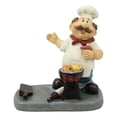 thumbnail image 3 of BBQ Pitmaster Grilling Chef Holding Sausage in A Fork Wine Bottle Holder Statue, 3 of 5