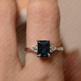 thumbnail image 4 of London blue topaz ring, emerald cut, white gold engagement ring, 4 of 4