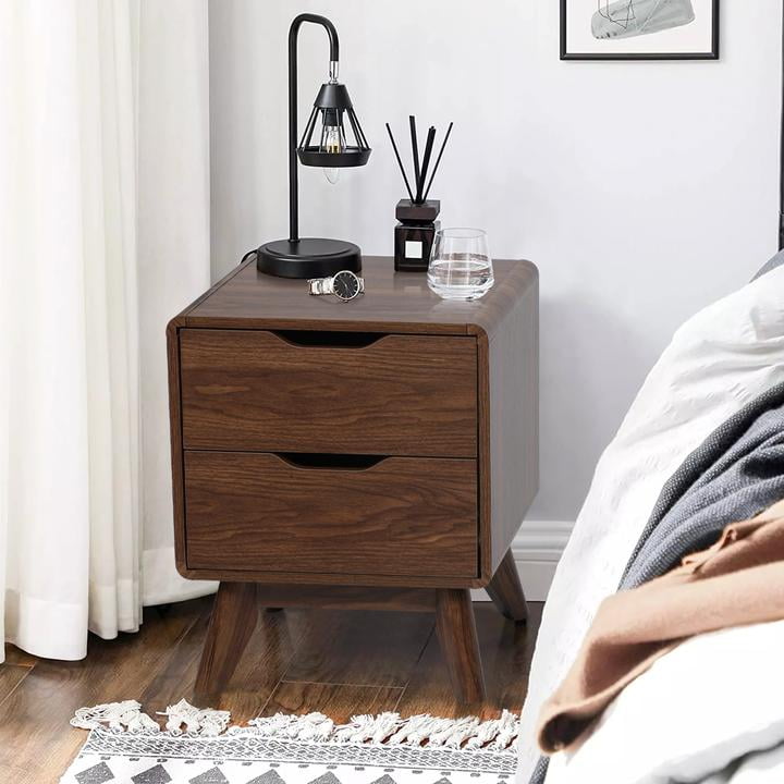 ECLIFE 21.7" MidCentury Nightstand Bedside Table with Cutout Handle