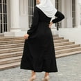 thumbnail image 4 of Women's Abaya Muslim Maxi Dress, Women Long Sleeve 3/4 Zipper Long Islamic Dress Casual Loose Special Occasion Dresses, 4 of 5