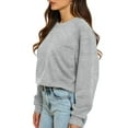 thumbnail image 3 of Comfy Oversized Pullover Sweatshirt for Women – Fleece Lined Crewneck Long Sleeve Top with Thumb Hole Cuffs, Great for Fall and Winter Casual Outfits Gray, 3 of 5
