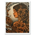 thumbnail image 1 of I am Woman Modern Floral Linocut Illustration Art Print Framed Poster Wall Decor 12x16 inch, 1 of 5