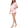 thumbnail image 4 of INSPIRE CHIC Women's Satin Pajama Sets Nightwear Sleepwear Tops with Shorts Lounge Sets M Soft Pink, 4 of 6