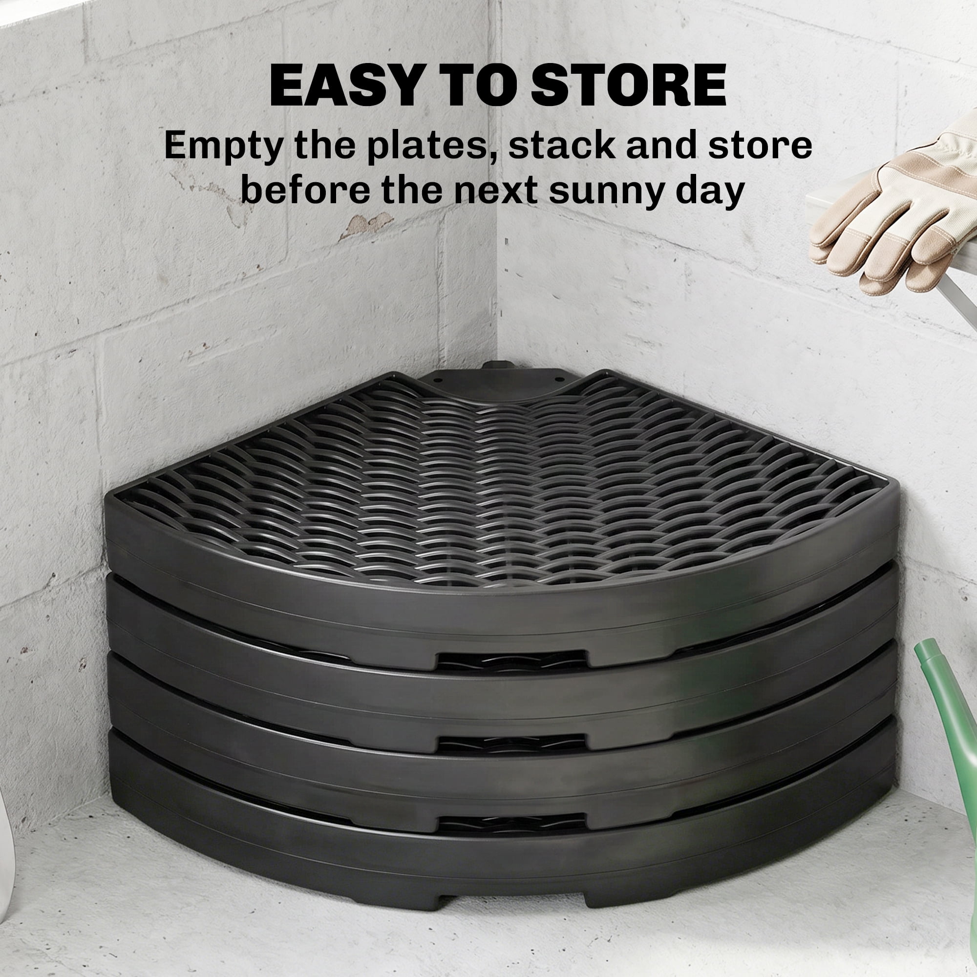 Outsunny 4-Piece 150lb Cantilever Patio Umbrella Base Weights for Offset Hanging Umbrella, Fasteners, Wicker-like HDPE Water or Sand Weights, Black
