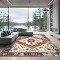 thumbnail image 2 of ODIKA 6'x9' Ultra-Soft Area Rug, Entryway Boho Vintage Southwestern Border Motif Distressed Scroll None Washable, Bare feet friendly, Silk-Touch for Guest Room, Bedroom, 2 of 7