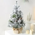 thumbnail image 3 of Snow Flocked Tabletop Christmas Tree, Pre-lit Artificial Mini Christmas Tree, Burlap Base, for Indoor Office Deration, 3 of 11