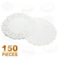 thumbnail image 3 of Uxcell 150pcs Lace Paper Doilies 13.5 Inch White Round Disposable Decorative Paper Placemats Hollow Flower Absorbing Papers for Cakes Desserts Food Decoration Wedding Birthday, 3 of 7