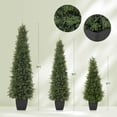 thumbnail image 2 of Set of 2 Artificial Cedar Topiary Trees,3Ft Tall Faux Pine Shrubs in Nursery Planter,Realistic Outdoor & Indoor Cypress Bushes for Front Porch, Garden, Office & Home Décor, 2 of 7