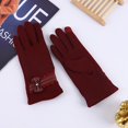 thumbnail image 5 of Moda mujer dedo completo para pantalla táctil guantes lindo arco a prueba de viento conducción montar invierno cálido guante, 5 of 5