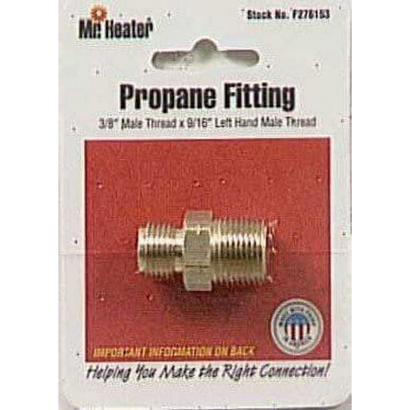 Mr. Heater Propane Gas Fitting Adapter LP 3/8 MPT x 9/16 LHM - Brass - 3/8" x 9/16"