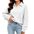 thumbnail image 2 of Women's Collared Sweatshirts,Long Sleeve Loose Casual Knit Solid Pullover Tops,Vacation Travel Outfit, 2 of 6